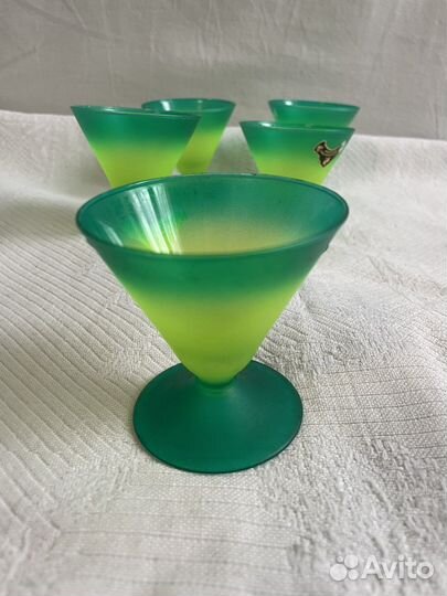 Фужеры бокалы зеленые Гусь Хрустальный