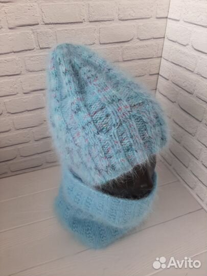 Шапка и снуд ангора демисезон