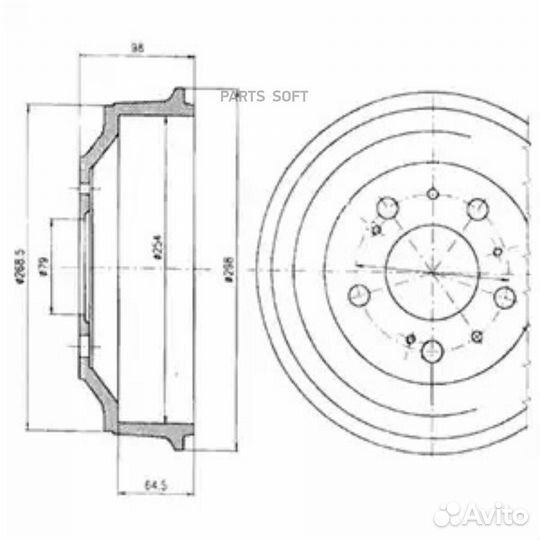 Delphi BF327 Барабан тормозной 254x64,5 5 отв