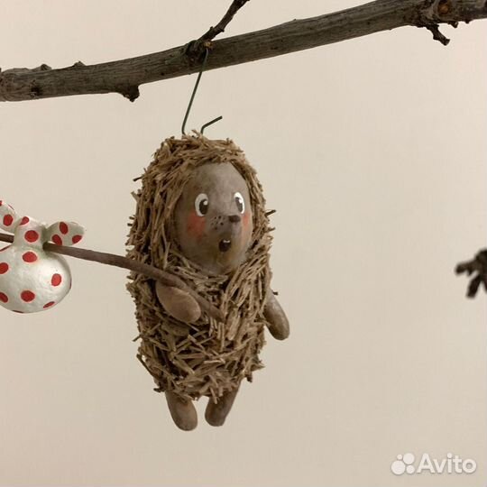 Ёжик в тумане (ватная ёлочная игрушка)