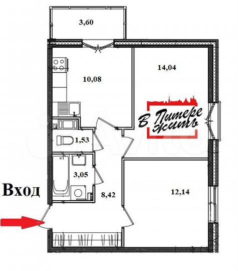 2-к. квартира, 50,3 м², 7/12 эт.