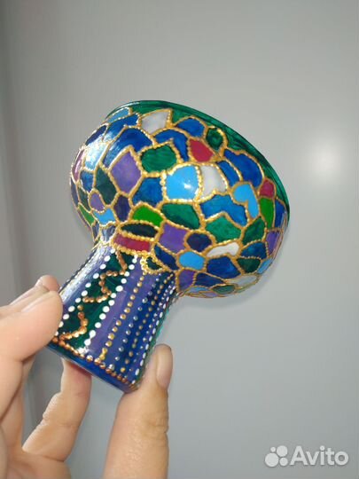 Вазочка, конфетница - витражная роспись