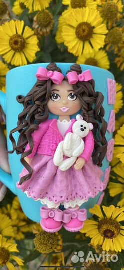 Кружки с декором из полимерной глины