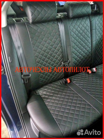 Чехлы Автопилот LADA Priora из экокожи чёрные Ромб