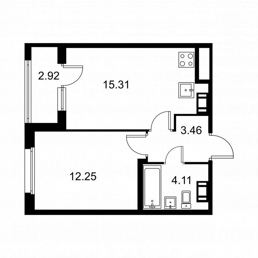 1-к. квартира, 36,6 м², 6/9 эт.