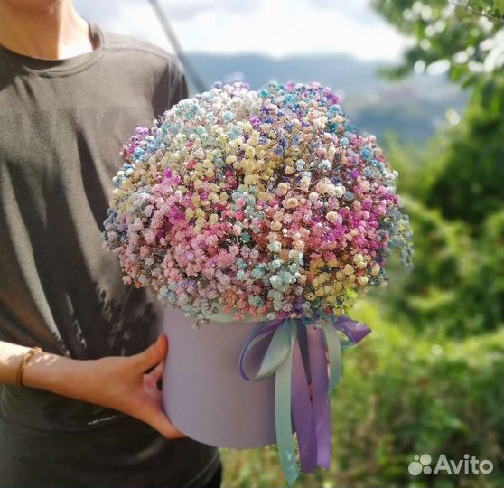 Гипсофила в коробках и букетах