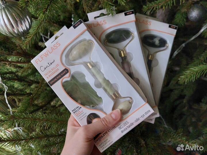 Роллер и скребок Гуа Ша нефритовый новый