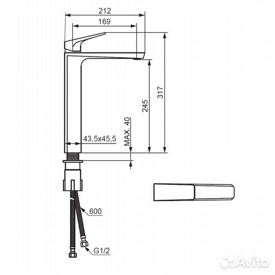 Смеситель для раковины Damixa Merkur 400250300