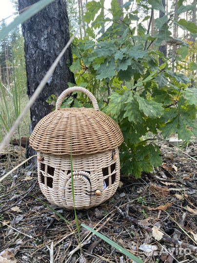 Плетённый Домик Грибок, а также корзина жёлудь