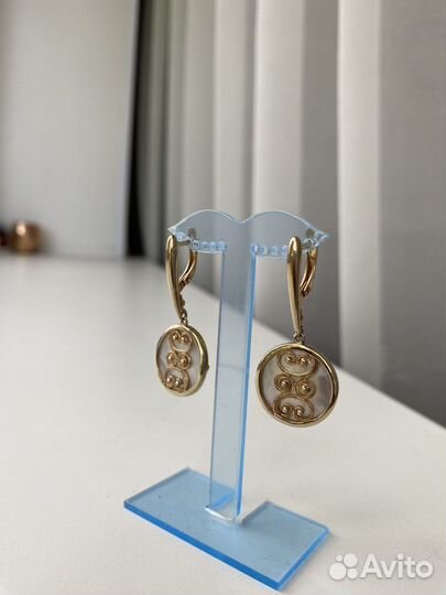Серьги серебро с позолотой
