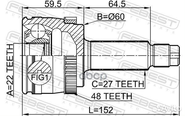 Шрус наружный задний 22X60X27 2210nspra48 Febest