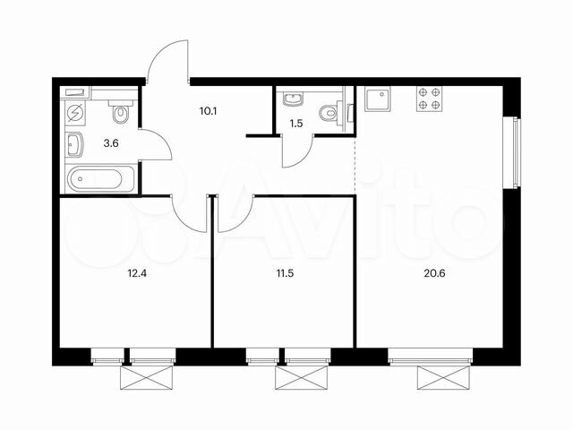 2-к. квартира, 59,7 м², 5/17 эт.