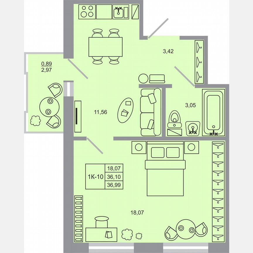 1-к. квартира, 37 м², 14/17 эт.