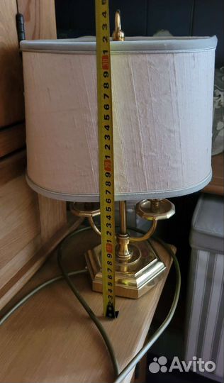 Лампа настольная,латунь, тканный плафон,Европа