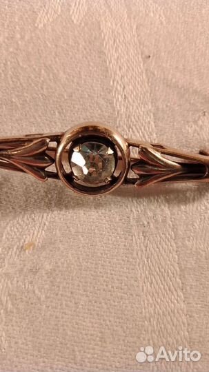 Винтаж.Серебряная брошь с горным хрусталём