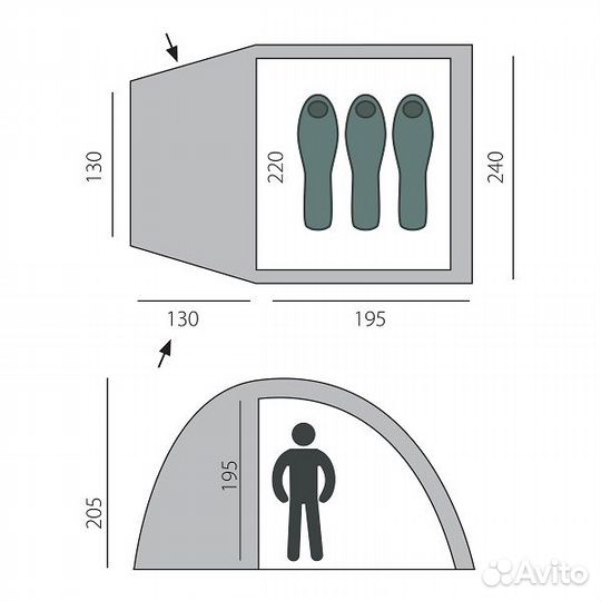 Трехместная палатка Dome 3 BTrace