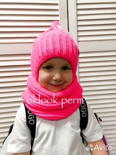 Зимний комплект шапка/снуд на завязках