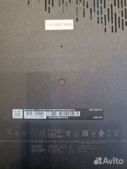 Ноутбук msi modern 15 (мира72)