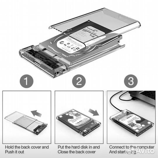 Внешний бокс для ssd / hdd прозрачный SATA 2.5