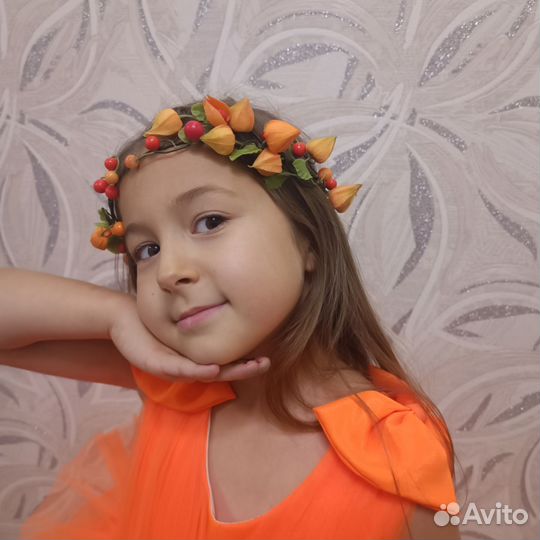 Неоновое оранжевое платье 116-122