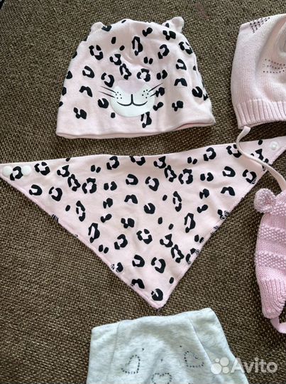 Шапочки на девочку 6-12 мес
