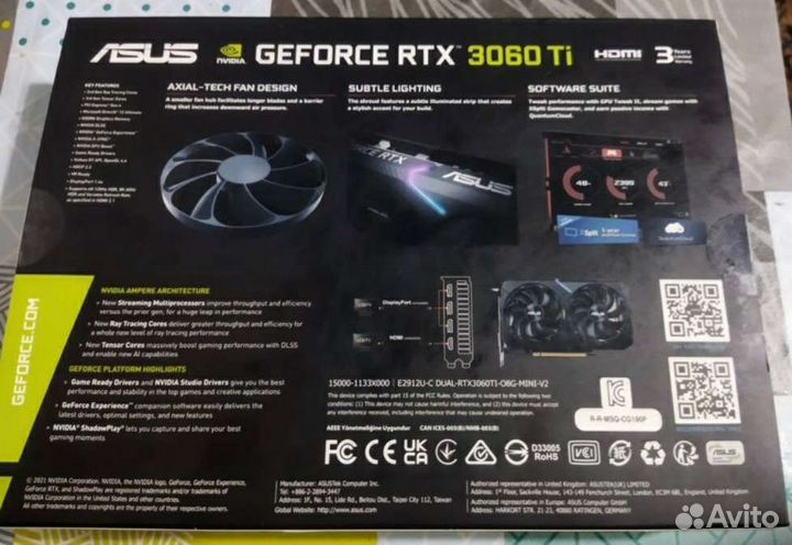 Видеокарта Asus dual GeForce RTX 3060 Ti V2 mini