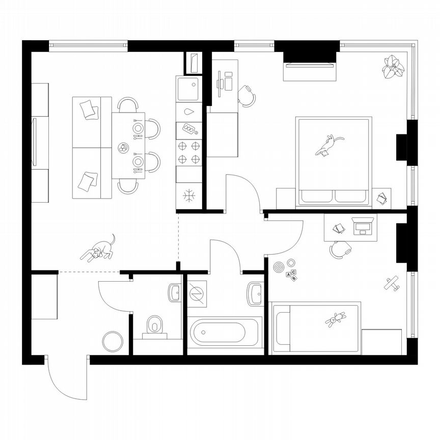 2-к. квартира, 55,5 м², 28/32 эт.