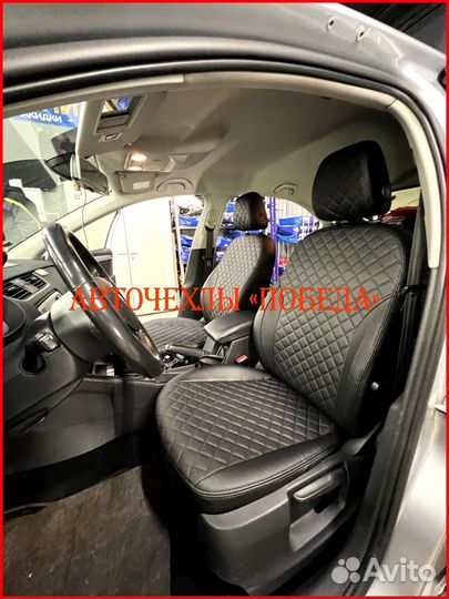 Чехлы Skoda Octavia A8 из экокожи чёрные Ромб