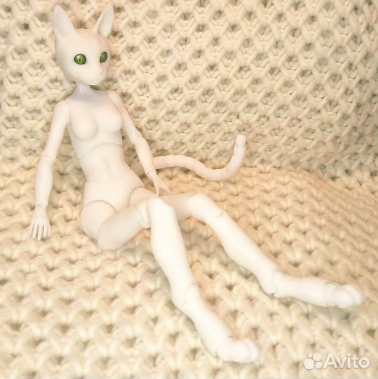 Кукла бжд bjd девушка с лицом кошки и хвостом