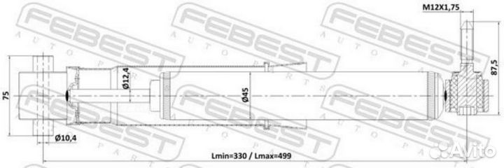 Febest 24110-001R Амортизатор газовый зад лев