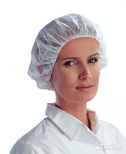 Шапочка берет одноразовая (спанбонд) белая, 100 шт