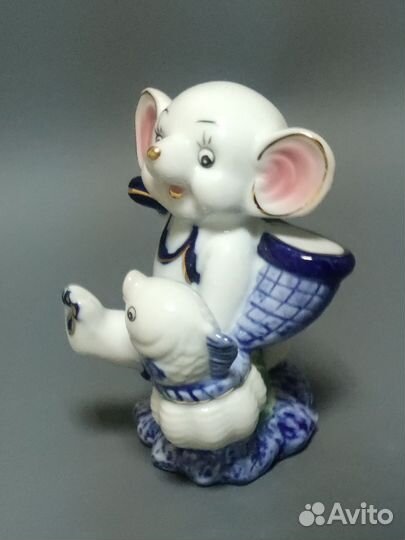 Статуэтка мышонок, Гжель, Винтаж