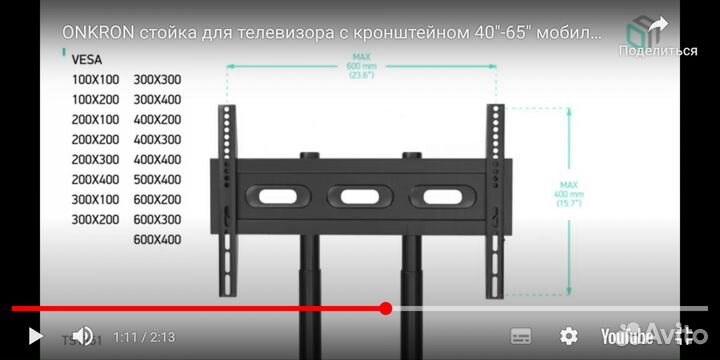 Стойка для телевизора напольная Onkron TS1351