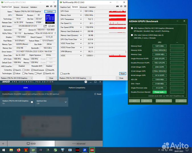 AMD RadeonPro WX5100 8GB 1слот не надо доп.питания