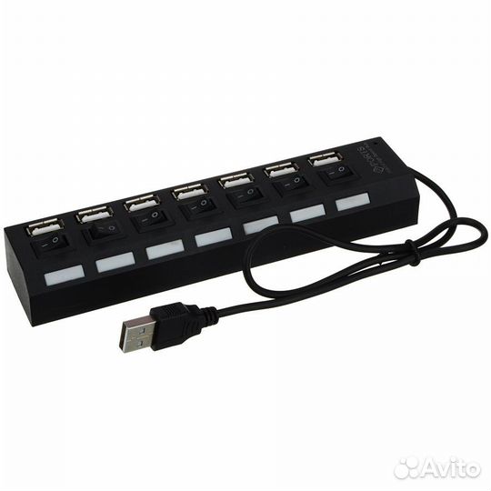 Концентратор USB HUB 7 гнезд 7*500 мА, 57917