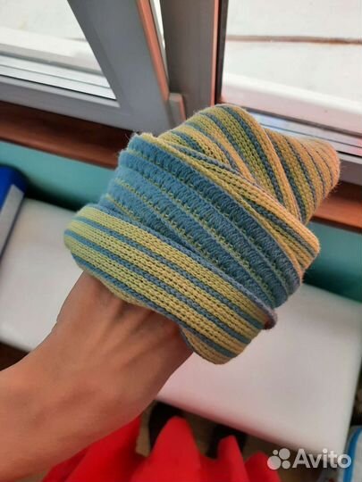 Шарф голубой - салатовый