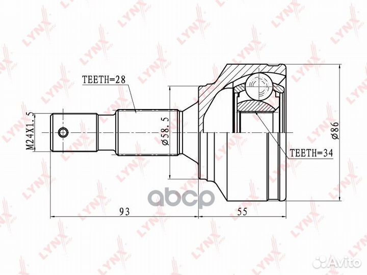 Шрус наружный перед прав/лев CO6104 lynxauto