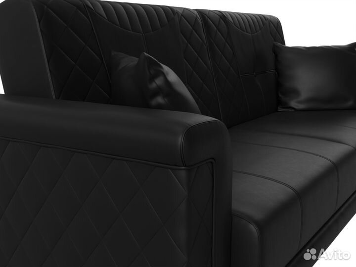 Диван прямой Неаполь, экокожа, черный. Москва и мо