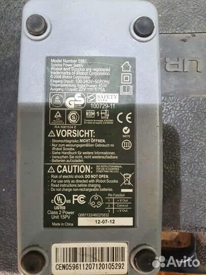I robot scooba блок питания