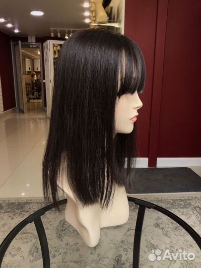 Накладка из натуральных волос с чёлкой