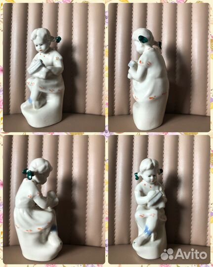 Фарфоровая статуэтка Девочка чистит ботинок СССР