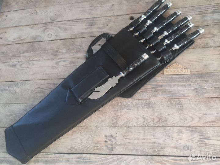 Подарочные шампура премиальные, каменная ручка