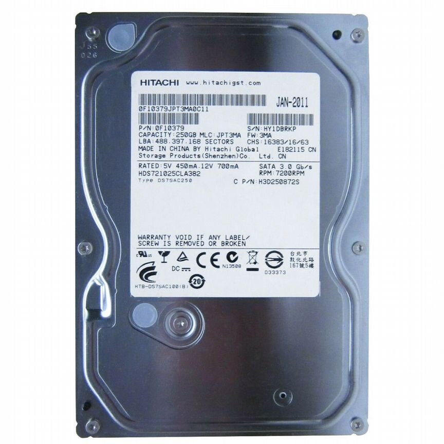 [HDS721025CLA382] Жесткий Диск Hitachi 250gb Sata2 Hds721025cla382