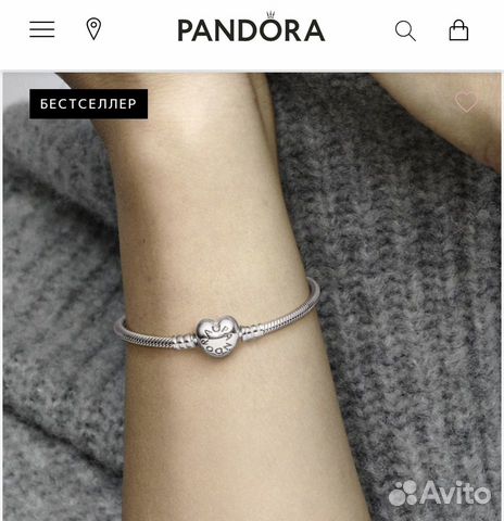 Pandora браслет moments «сердце», шарм pandora