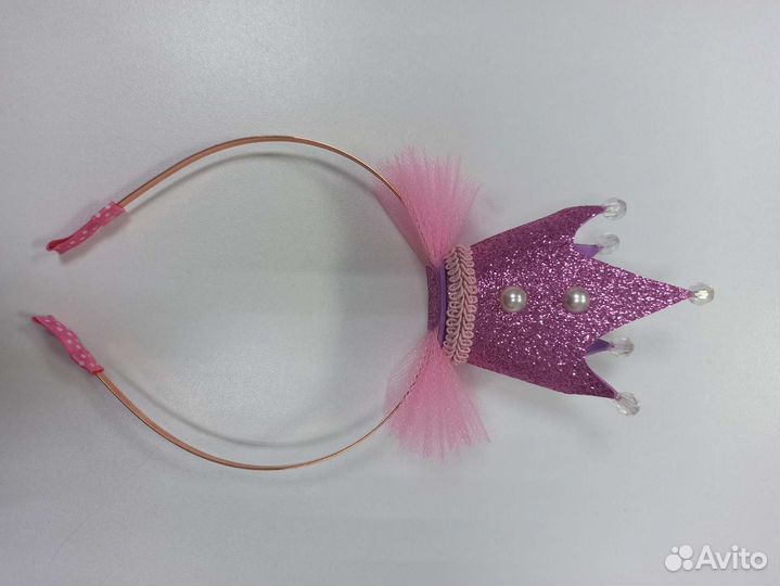 Ободок корона розовая