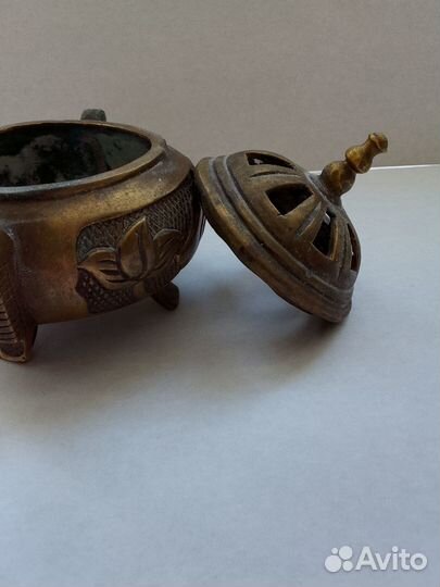 Аромалампа бронзовая для благовоний, высота 10 см