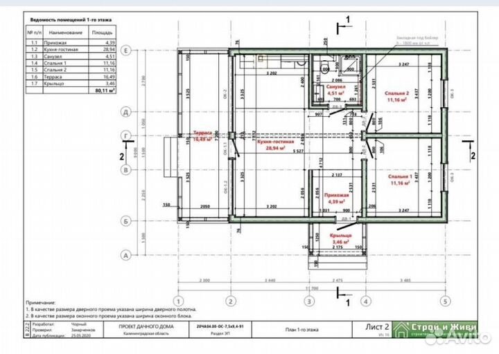 Проект одноэтажный каркасный дом