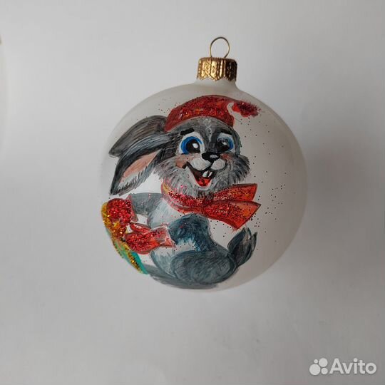 Ёлочная игрушка 2023 Заяц Ручная роспись