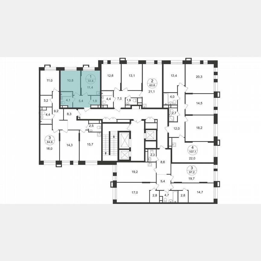 1-к. квартира, 33,4 м², 8/20 эт.