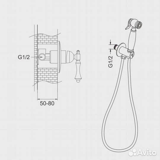 Гигиенический душ со смесителем Rose R0105Q, бронза